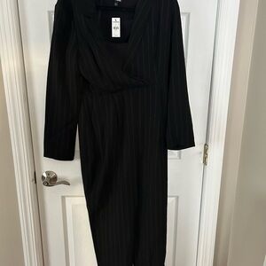 Express Elegant Black Pinstripe Long Sleeve Dress